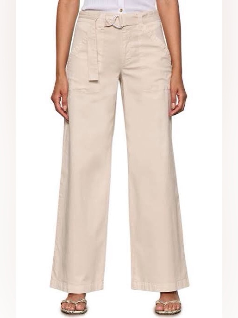 BDG Utility Cargo Pants - Ecru Premium Cotton Wide Leg Belted Boho Size 6 NWOT